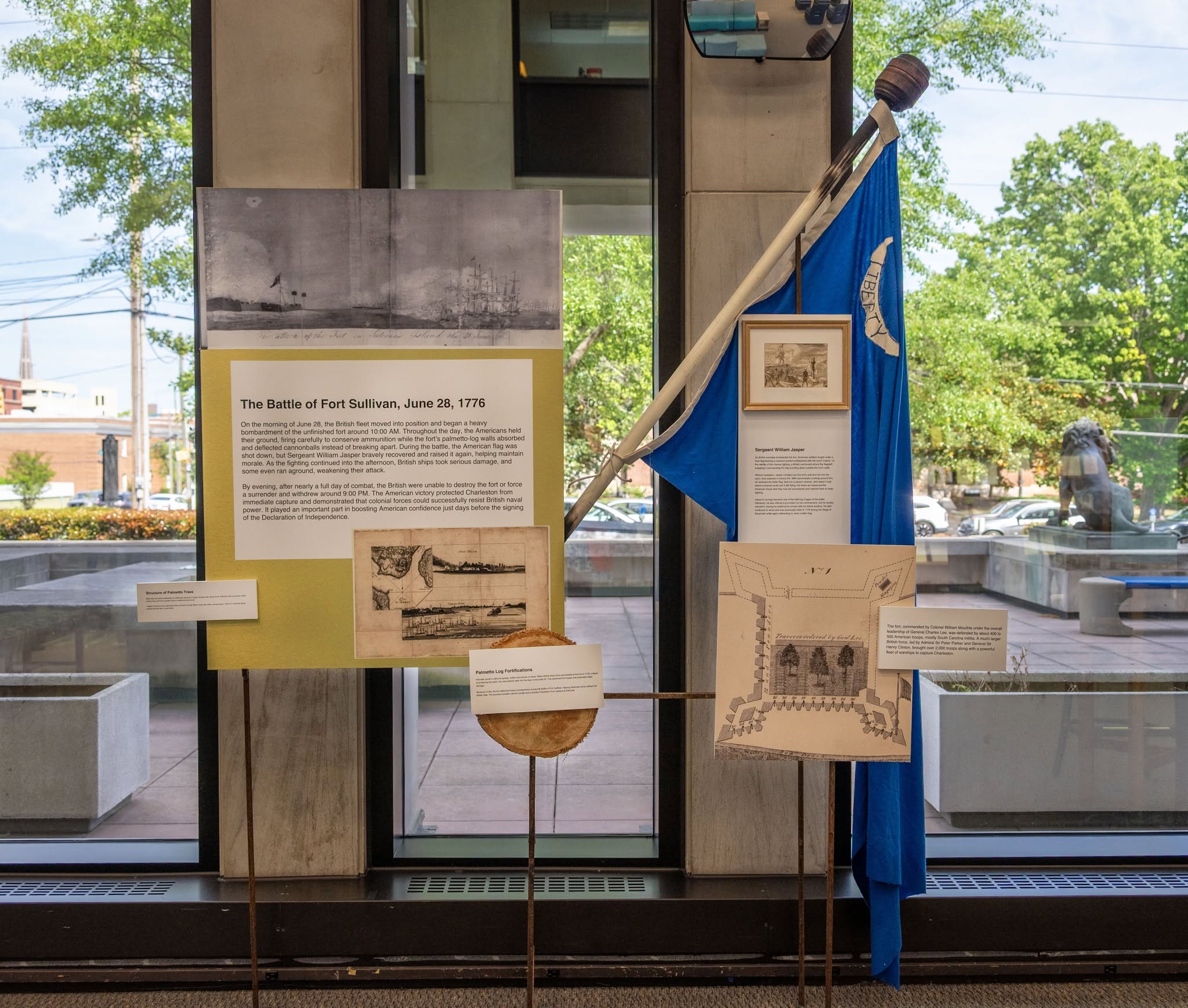 image showing the battle of fort sullivan display at the state library